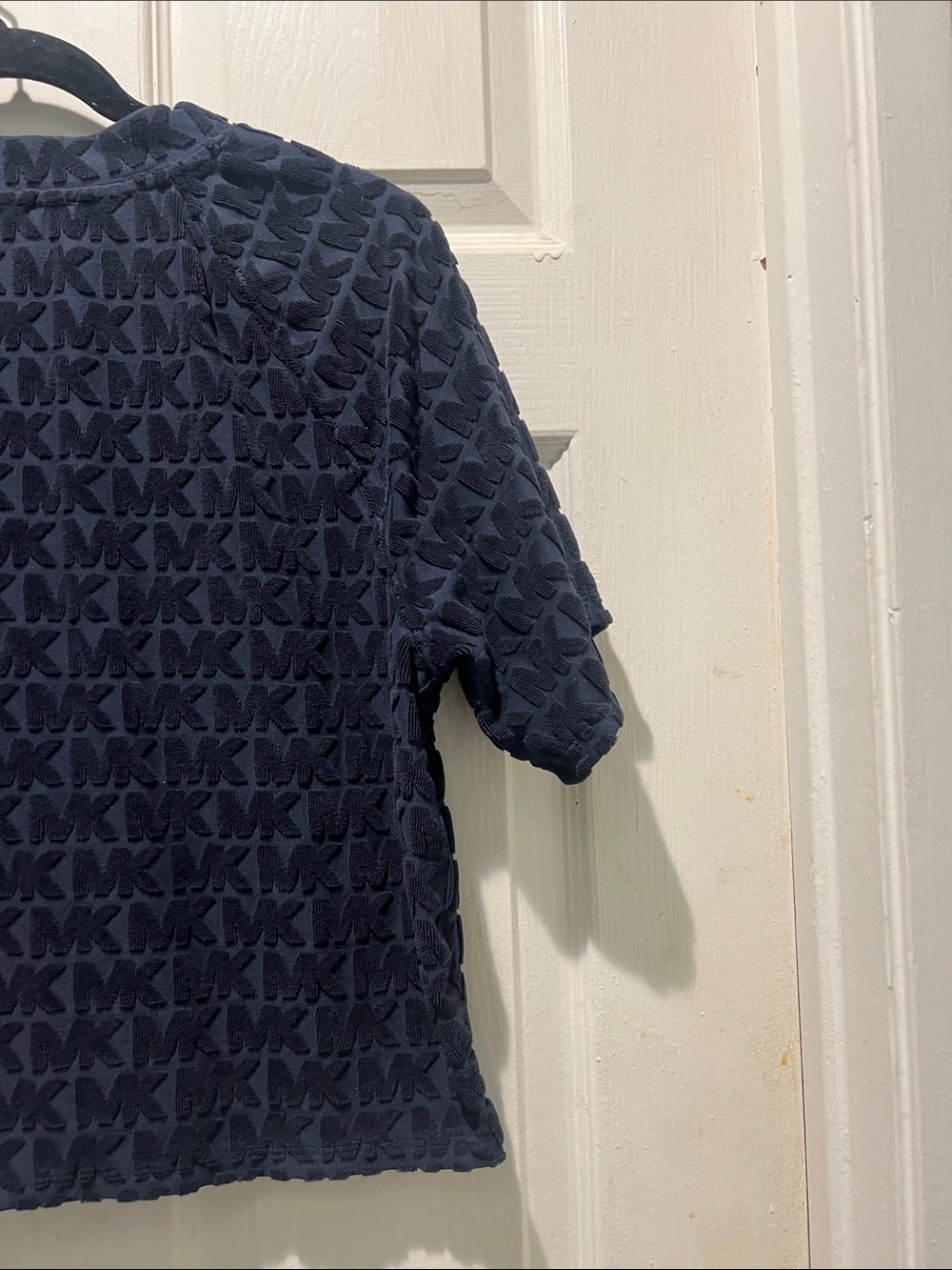 Michael Kors Navy Textured MK Logo Short Sleeve Pullover - Picture 5 of 6